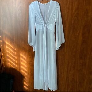 RARE: HOUSE OF CB Evisa Bridal Robe Peignoir XS Extra Small White Sheer Cover Up
